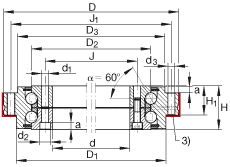 推力角接觸球軸承 ZKLDF200, 雙向，螺釘安裝，兩側(cè)帶密封蓋