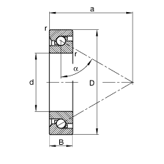 推力角接觸球軸承 BSB025062-T, 單向，接觸角 α = 60°，限制公差