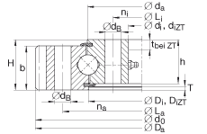 四點接觸球軸承 VA160235-N, 有外齒，兩側唇密封