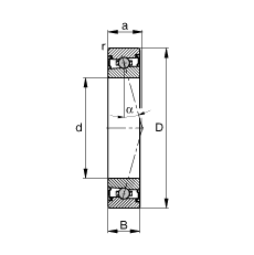 主軸軸承 HCS7018-C-T-P4S, 調節，成對安裝，接觸角 α = 15°，兩側唇密封，非接觸，限制公差