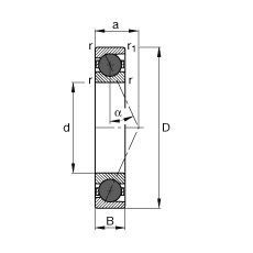 主軸軸承 HCB71900-E-T-P4S, 調節，成對或單元安裝，接觸角 α = 25°，陶瓷球，限制公差