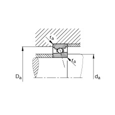 主軸軸承 HS71905-C-T-P4S, 調節，成對安裝，接觸角 α = 15°，限制公差