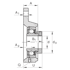 軸承座單元 PCFTR35, 帶三個螺栓孔的法蘭的軸承座單元,鑄鐵,偏心鎖圈,P型密封 軸承座單元 PCFTR35, 帶三個螺栓孔的法蘭的軸承座單元,鑄鐵,偏心鎖圈,P型密封