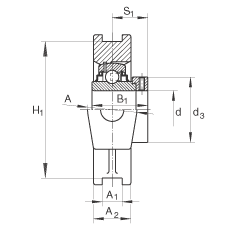 吊裝式軸承座單元 RTUEO90, 鑄鐵軸承座,帶偏心鎖圈的外球面球軸承,重系列,R 密封 吊裝式軸承座單元 RTUEO90, 鑄鐵軸承座,帶偏心鎖圈的外球面球軸承,重系列,R 密封