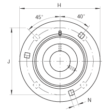 軸承座單元 GRA40, 帶三個/四個螺栓孔的法蘭的軸承座單元，沖壓鋼板，偏心鎖圈，P 型密封