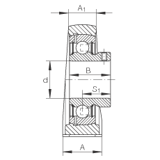 直立式軸承座單元 PSHEY45, 鑄鐵軸承座，內(nèi)圈帶平頭螺釘?shù)耐馇蛎媲蜉S承，P 型密封