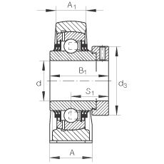直立式軸承座單元 TSHE45, 鑄鐵軸承座,帶偏心鎖圈的外球面球軸承,T 型密封 直立式軸承座單元 TSHE45, 鑄鐵軸承座,帶偏心鎖圈的外球面球軸承,T 型密封